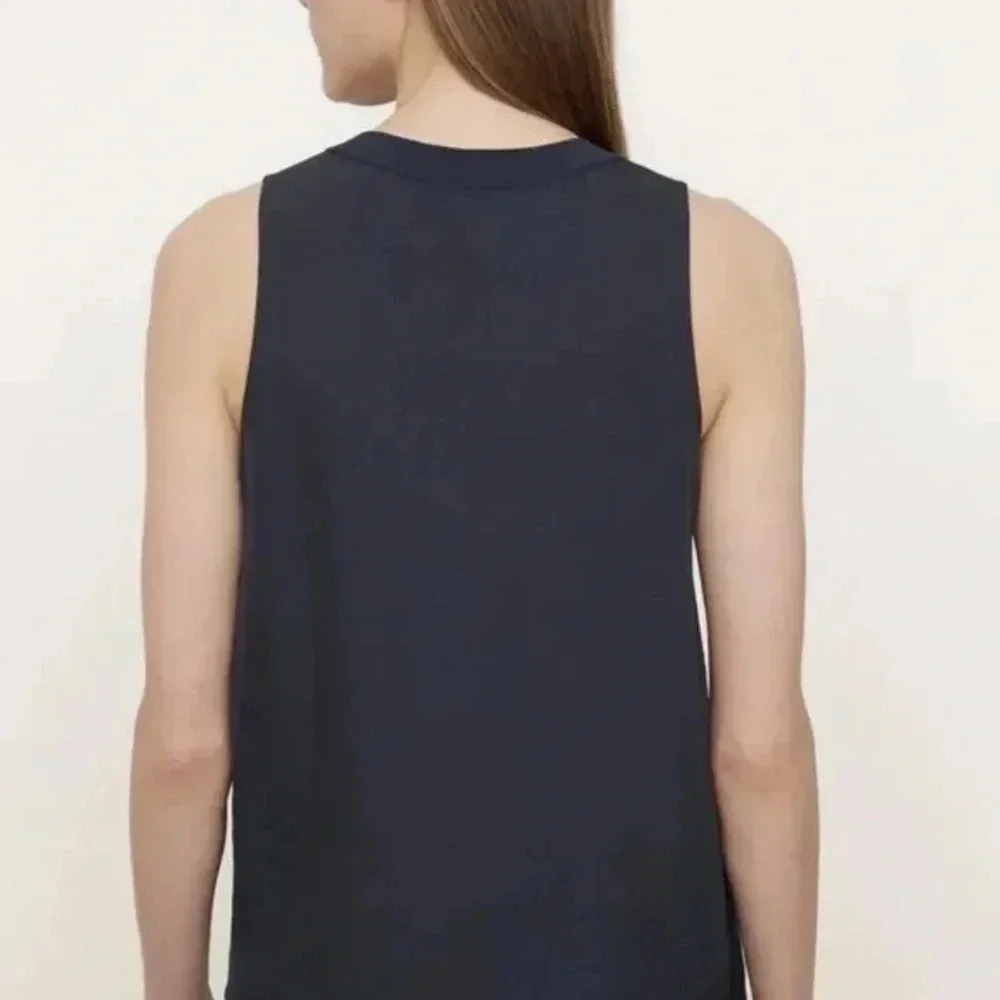 Vince. Unfold Rib Trim Crew Neck Shell in Coastal Blue sz small - Picture 4 of 10